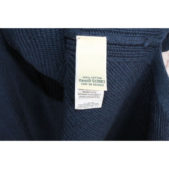 LL Bean Navy Blue Cotton Shaker-Stitch Open Long Sweater Cardigan Size M - Picture 6 of 9